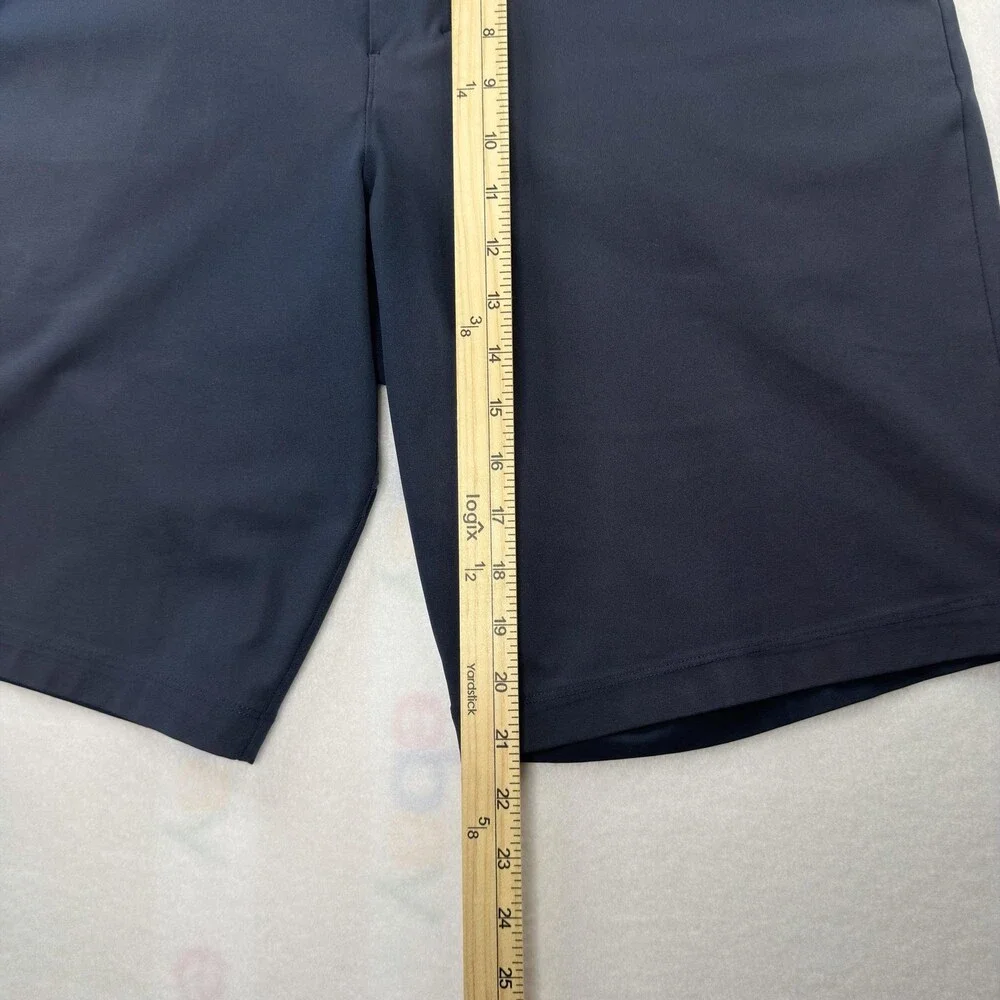 Lululemon Athletica Chino Shorts Mens 34 Blue 11 Inch Microfiber Casual Pockets